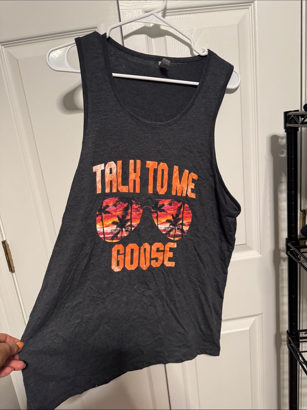 Next Level Apparel Dark Gray Tank Top with Orange Sunset Graphic